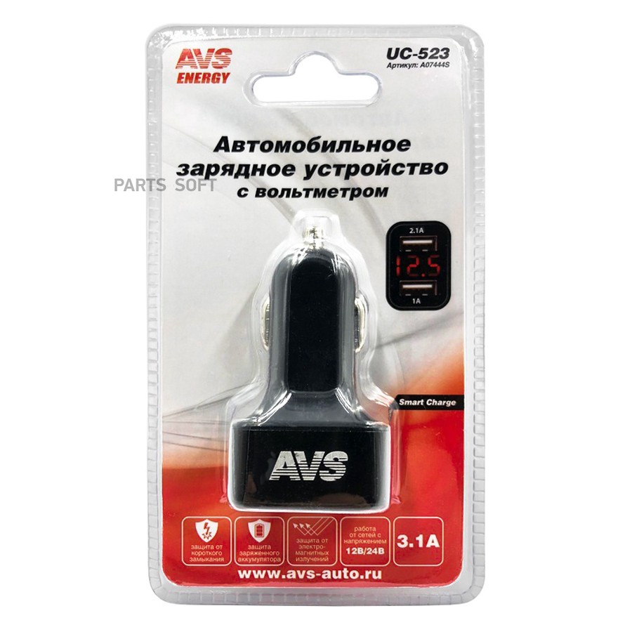 Устройство зарядное для телефона "AVS" (1 USB - 2.1A,2 USB - 1A, 12/24В) - AVS None None